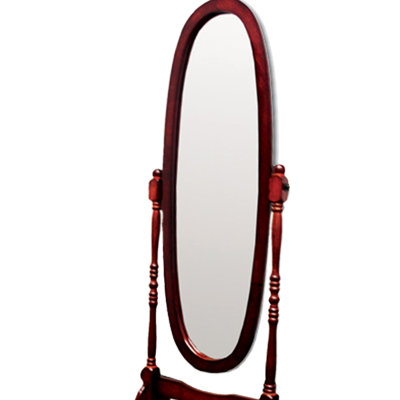 58.84" Cherry Wooden Floor Mirror, Oval - Adjustable Full Mirror Tilts Without Hassle Quick Assembly Cherry Standing Easily Limits Effortless Procedure