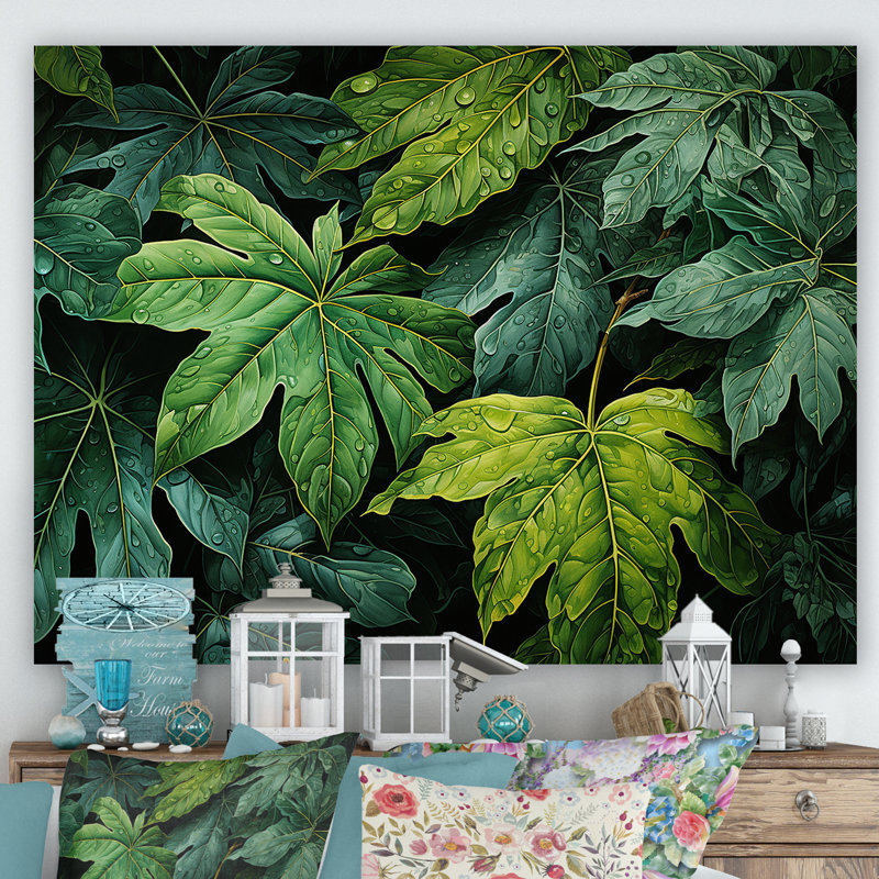 " Emerald Canopy Rainforest Leaves I ", Wrapped Canvas, 24" H x 32" W x 1" D