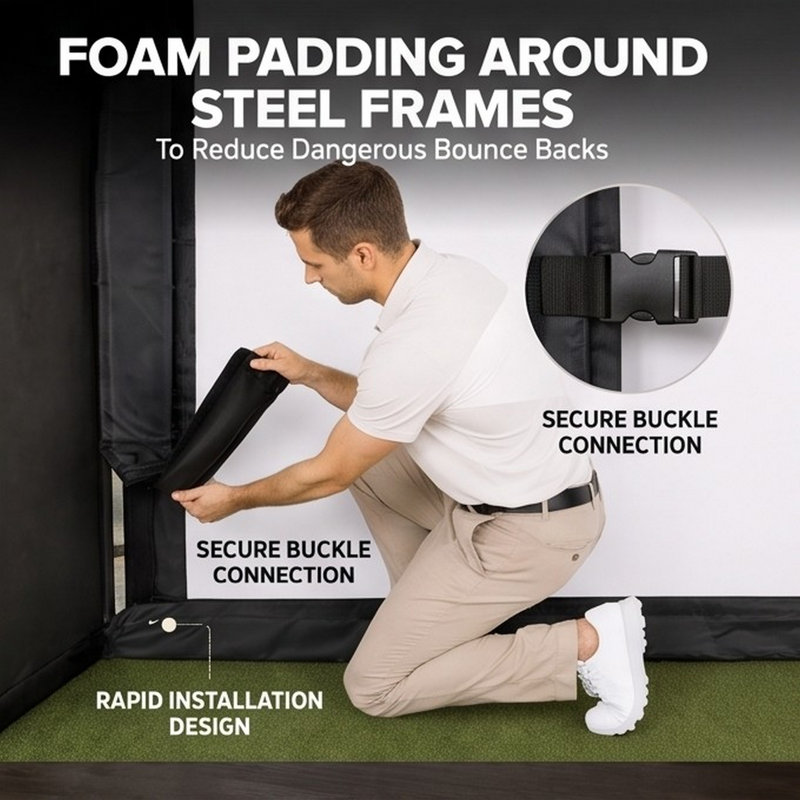 Enceinte pour simulateur de golf Teamson Select 12x9 pi avec écran d'impact HD 4:3 et rembourrage en mousse