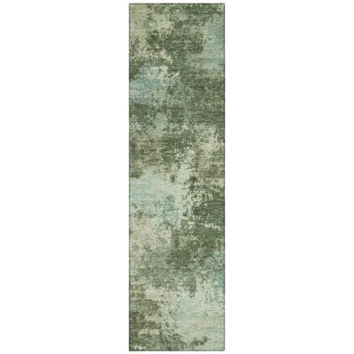 Machine Washable Indoor/Outdoor Xhevrie Aloe Rug