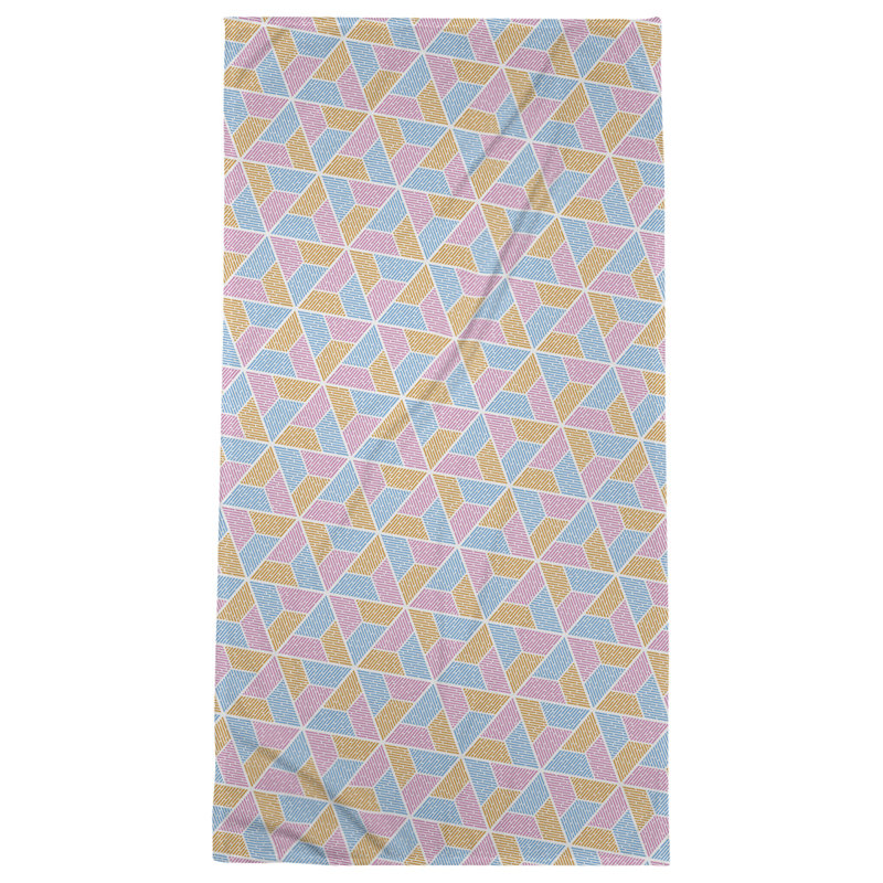 Serviette de bain trapézoïde, Bleu/rose/orange