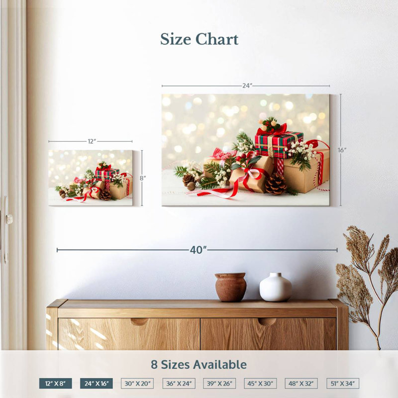 Cadeaux de Noël, H 16 po x l 24 po