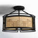 Ruvim 3 Light Rattan Semi Flush Mount