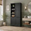 Armoire de rangement pour salle de bain avec portes et tiroirs, panier à linge inclinable, plusieurs espaces de rangement, style autoportant, tablette ouverte, tablette réglable-1066185811
