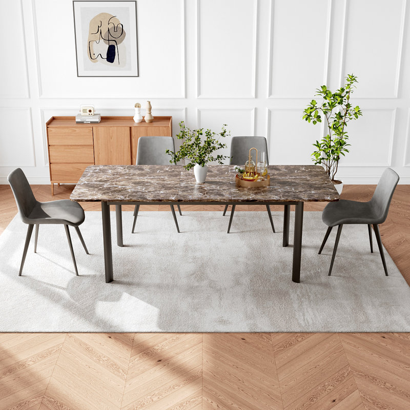 Ensemble de table de salle à manger 7 pièces en MDF, table carrée extensible, ensemble de table à manger de cuisine moderne, table de salle à manger avec 6 chaises