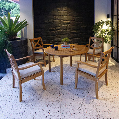 Brunswick 4-Person Teak Outdoor Dining Set With Cushions