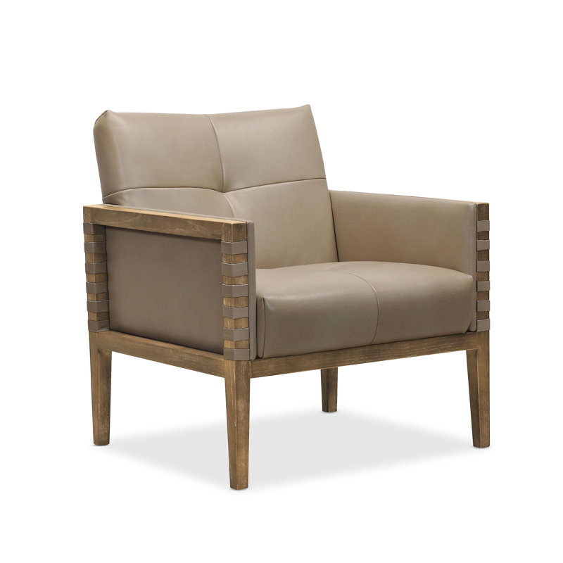 Calliope 31'' Wide Genuine Leather Chair, Beige Genuine Leather