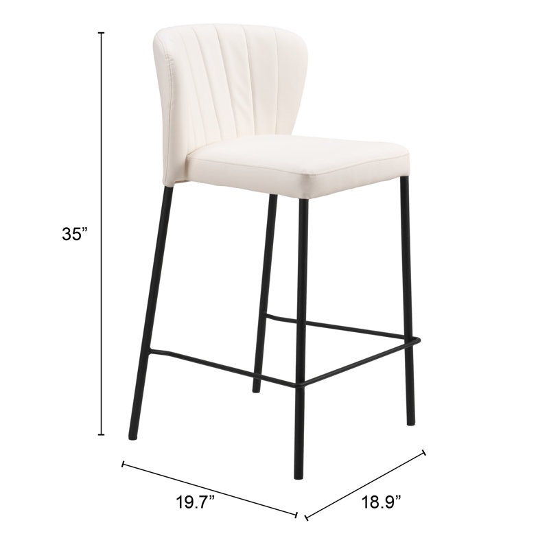 Tabouret de comptoir Keithan (ensemble de 2), Tabouret de comptoir (siège d'une hauteur de 25,8, Crème
