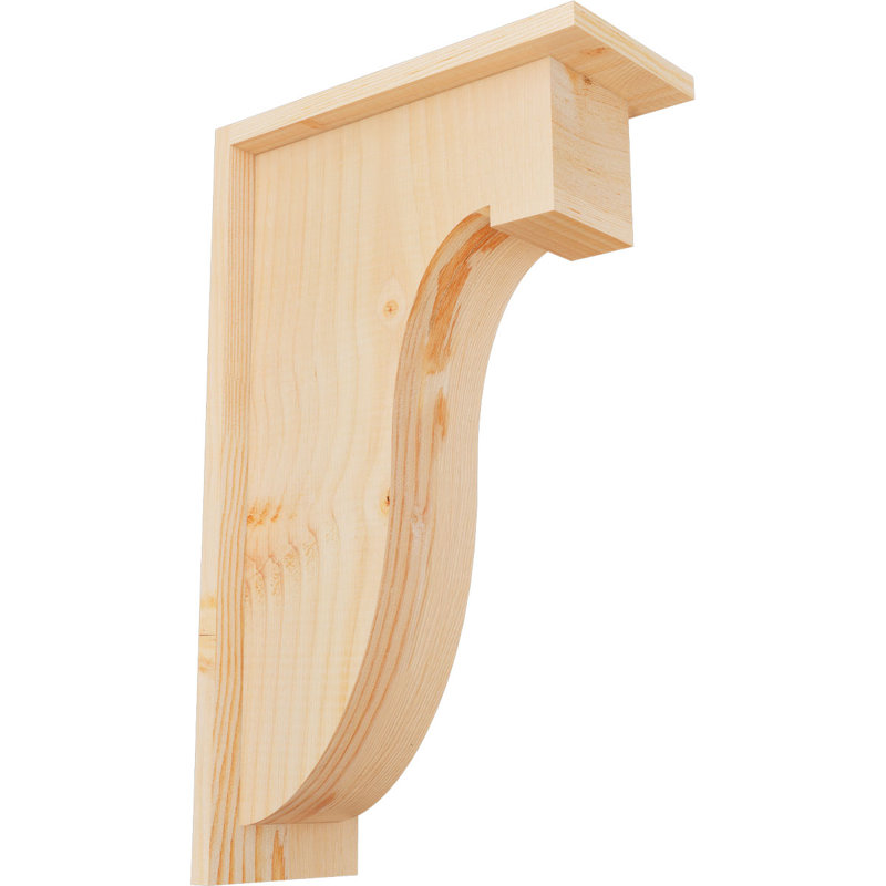 Corbeau Del Monte avec contre-plaque, H 20 po x l 5,5 po x P 12 po, Sapin de Douglas, Lisse