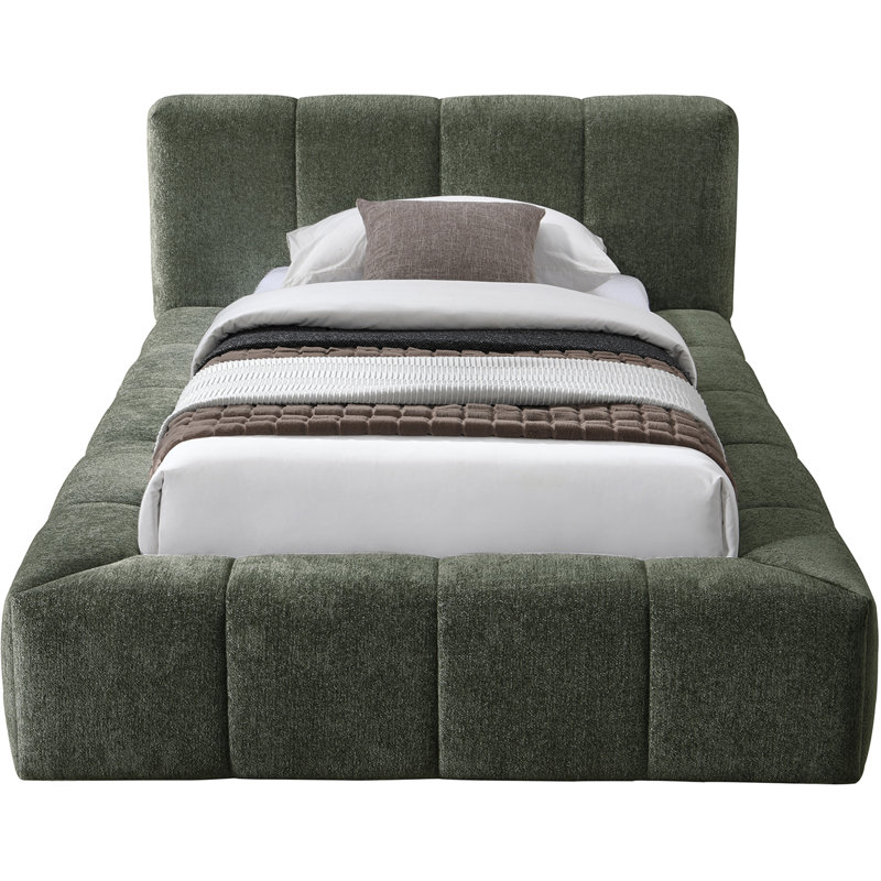 Lit en tissu Carille Chenille, Tissu de chenille olive, Twin