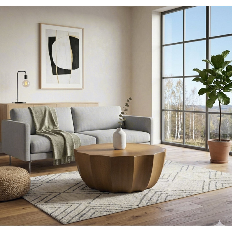 Table basse imperméable 35,43 po pour l'extérieur et l'intérieur, conception en ciment Mgo durable, convient aux terrasses, jardins, arrière-cours et salons