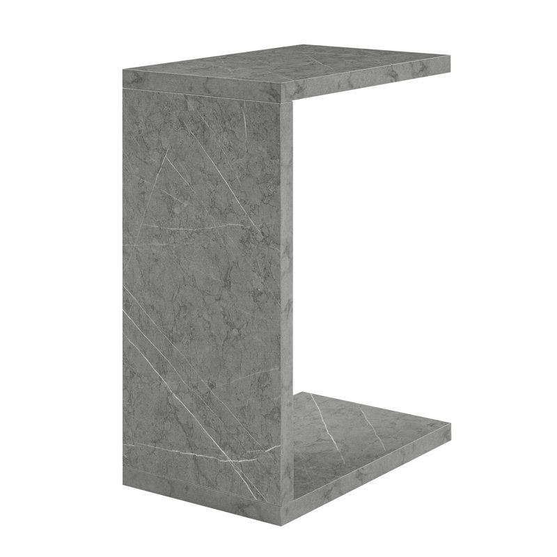 Table en C avec rangement Haught, Faux-marbre gris