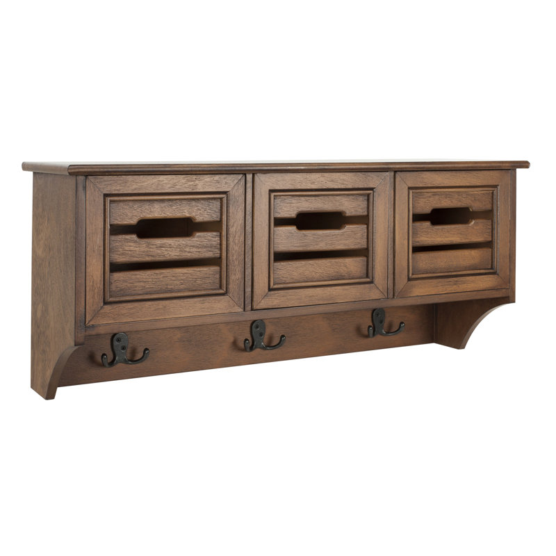 Comfortable Xamir Wall 3-Hook Coat Rack –Wall Mounted Pinewood Storage with 3 Drawers for Home Decor, Honey