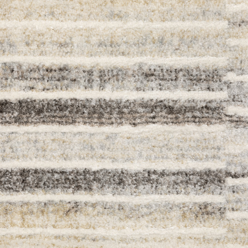 Orion Contemporary Layered Stripes Grey/Beige Area Rug, Rectangle 5'3" x 7'7"