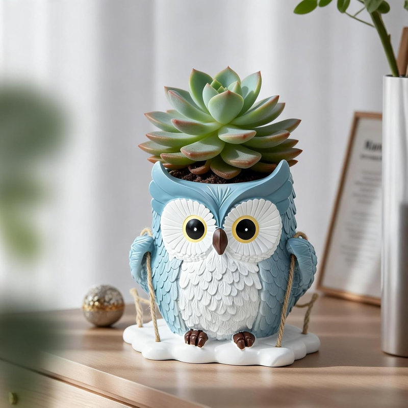 Jardinière suspendue Swing Owl avec trou de drainage - bleu
