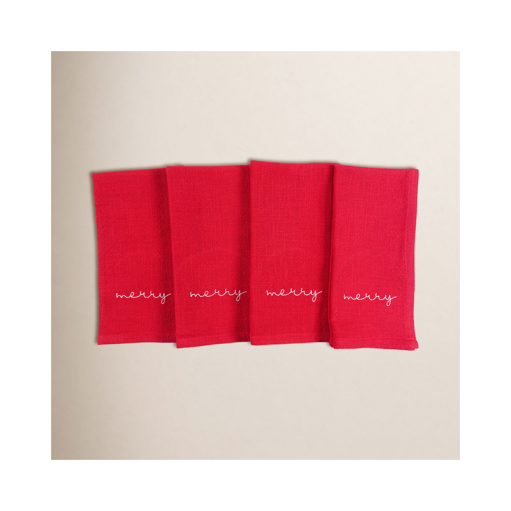 Muriel Napkins, Holiday Red Embroidered Monaco