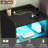Black Dressing Table For Bedroom, Led Nightstand With Charging Station, Side Table With Usb Port, Nightstand With 2 Fabric Drawers And Open Bedroom Compartment, Set Of 2