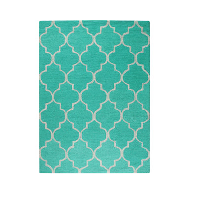 Onley Light Gray Hand Tufted Light Green Contemporary Transitional Wool Area Rug
