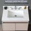 Dessus de meuble-lavabo blanc 31 po, pierre frittée avec dosseret de 4 po de hauteur et lavabo encastré, lavabo central élégant 31 po