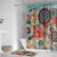 Rideau de douche simple à motif d'oiseaux bleus de style bohème Trumann-1737521220