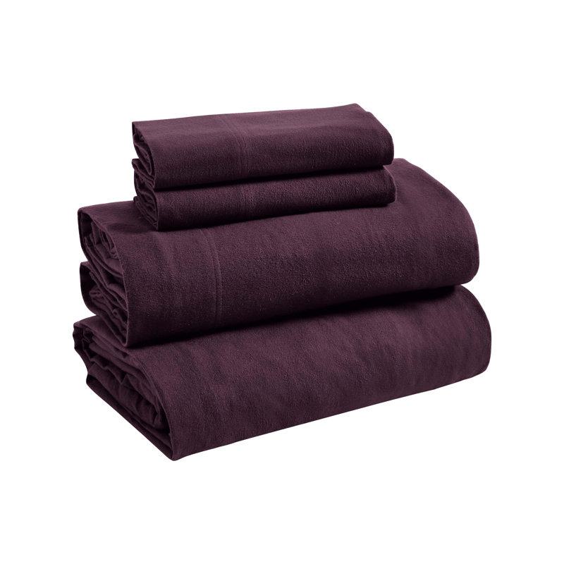Ensemble de draps 100% flanelle toutes saisons, Ensemble de draps pour très grand lit, Mauve