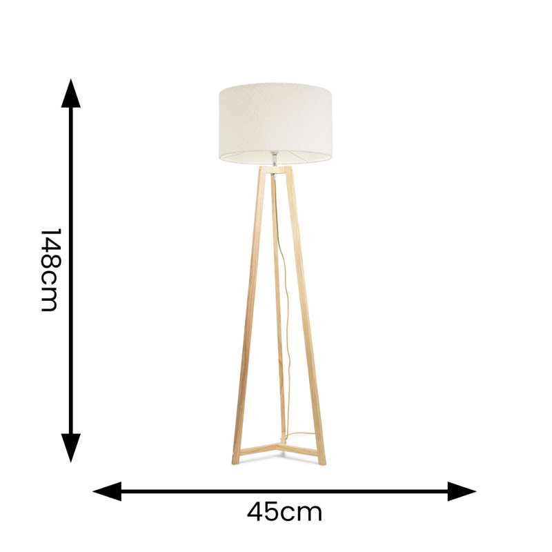 Rhavyn 148 H cm Traditional Floor Lamp, Cream, Natural