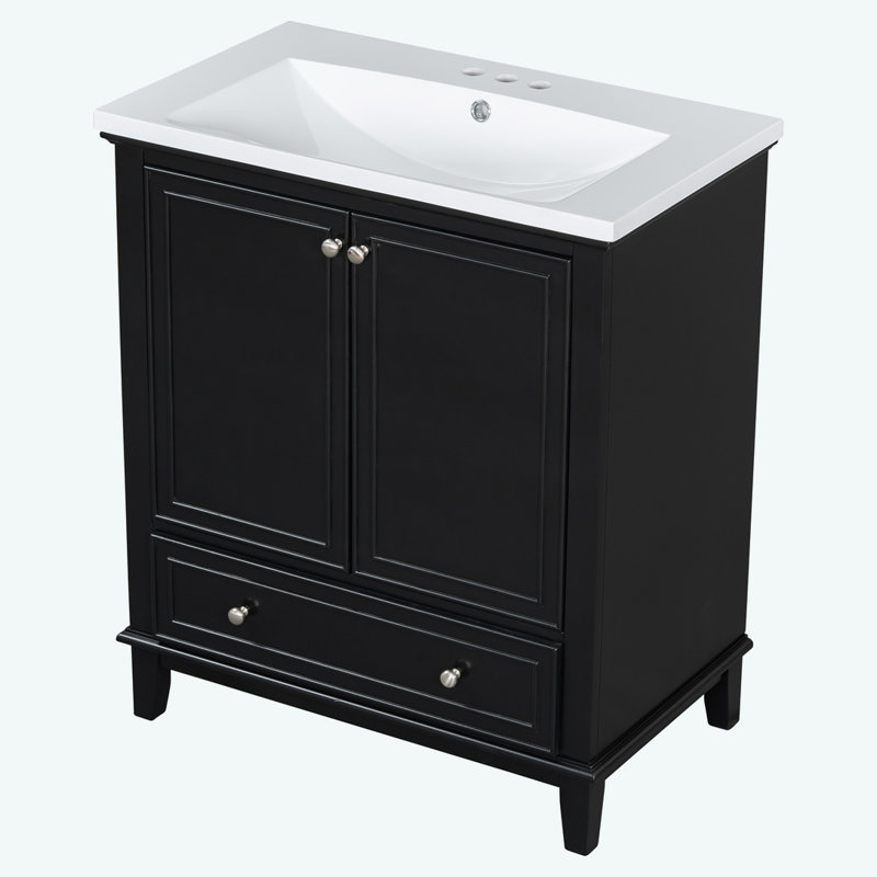 Ensemble de meuble-lavabo 30 po avec lavabo, Argent argent, Noir, noir, noir, noir