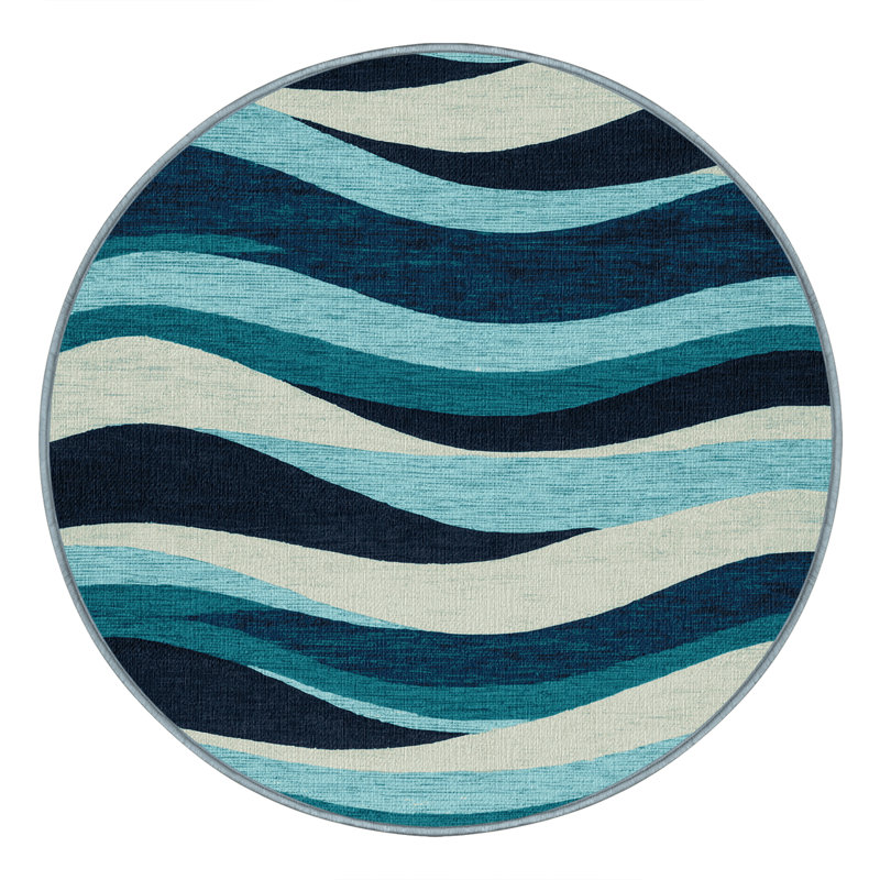 Washable Rolling Waves Hawaiian Area Rug, Rectangle 8' x 12'