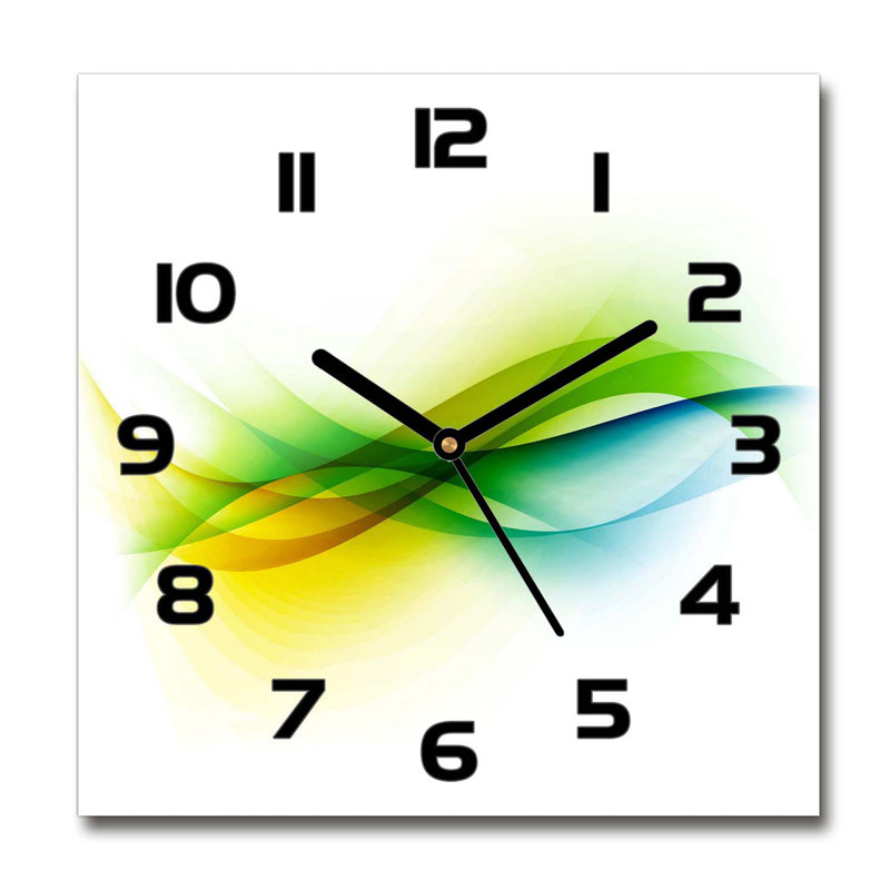 Harper-Lilly Glass Wall Clock, Black/Blue/Green/Yellow
