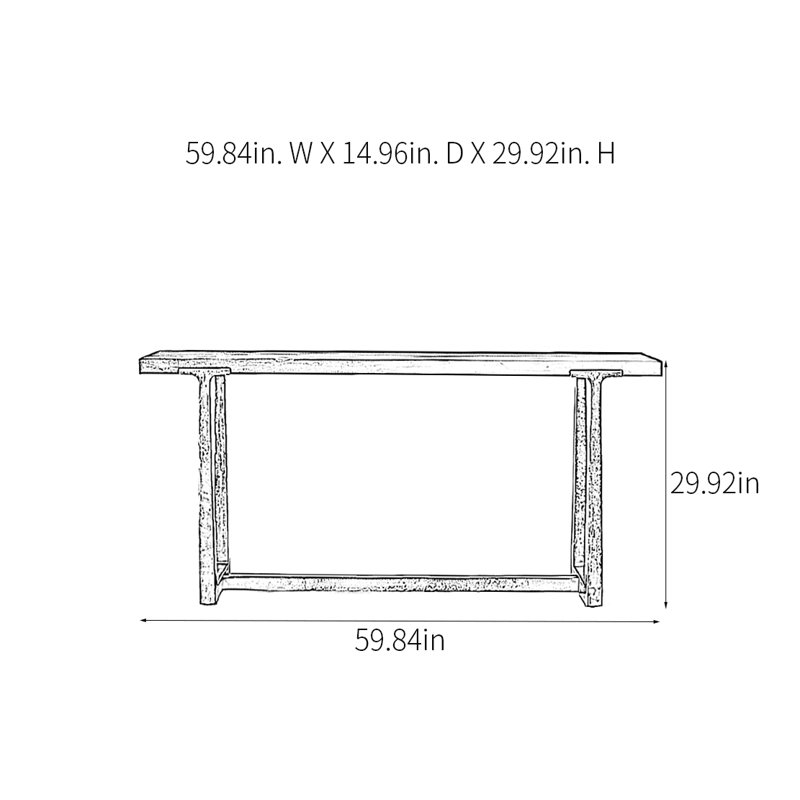 Console moderne minimaliste, H 29,92 po x l 59,84 po x P 14,96 po, Brun, Doré