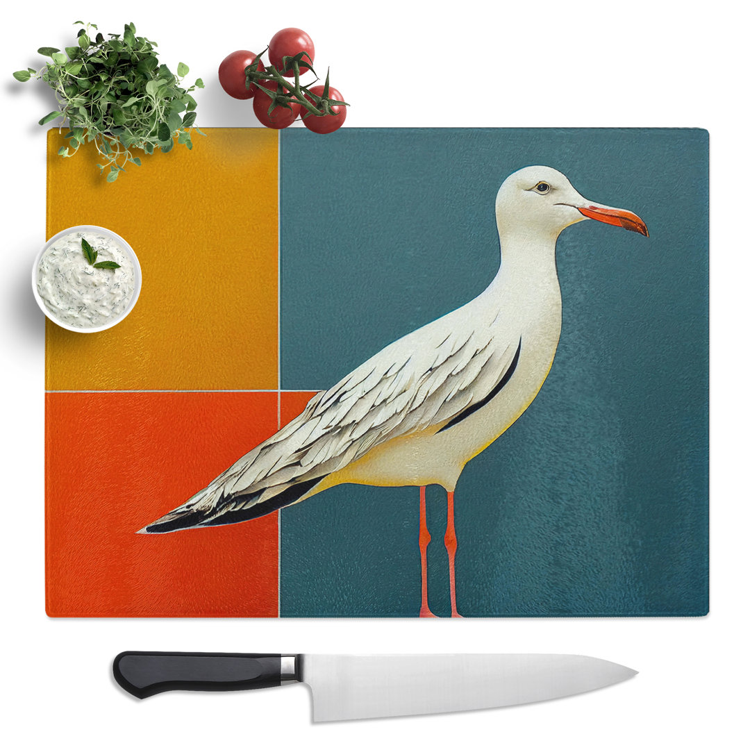 Modern Art Seagull  Glass Chopping Board