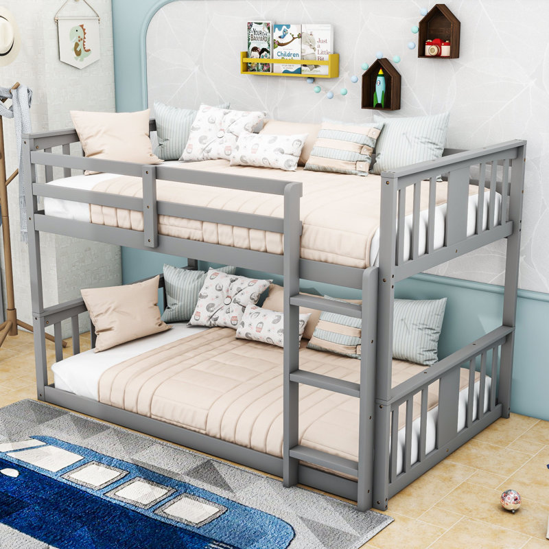 Decarlos Kids Twin Over Twin Bunk Bed, Gray