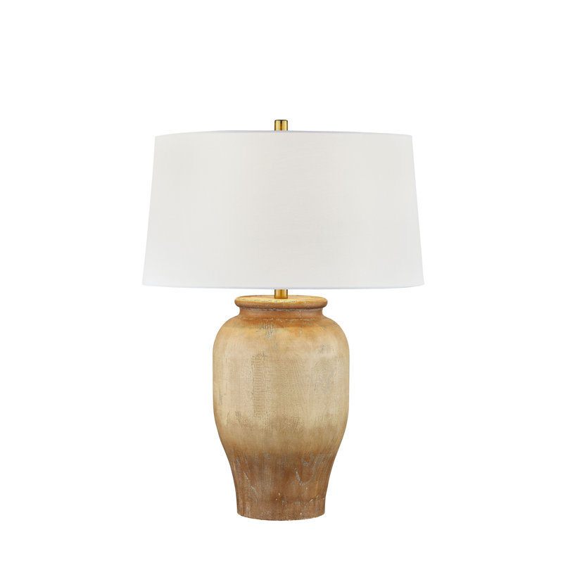 29.5" Resin Table Lamp with Fabric Shade, Rocky Brown