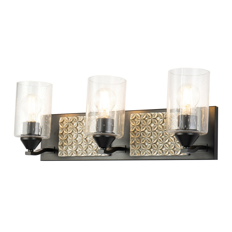 Arcadia 3 Light Bath Bar In Black, Black/Silver, 3 Light