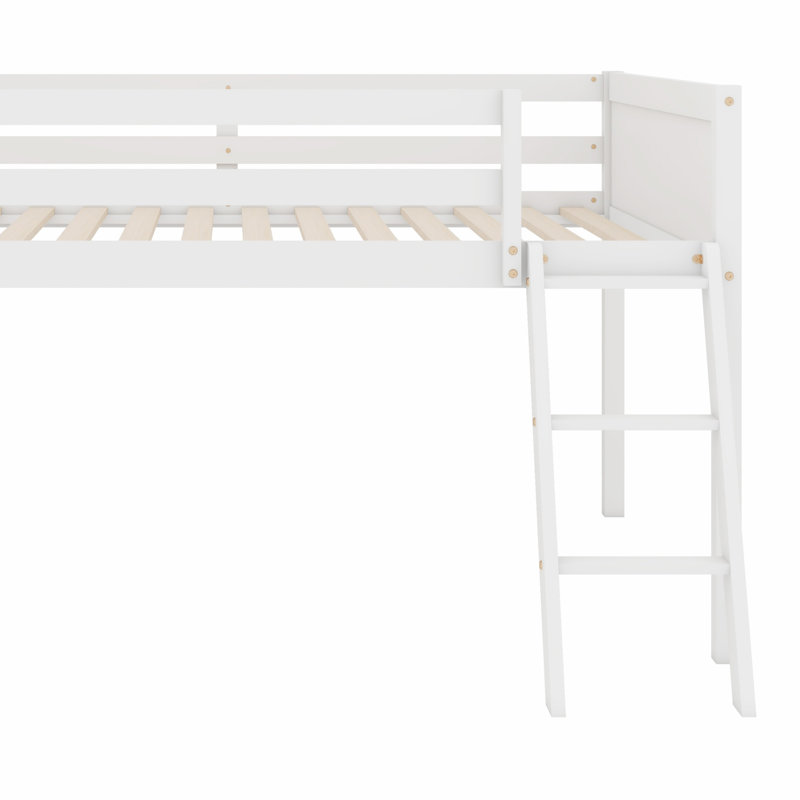 Lit mezzanine bas avec échelle, Blanc