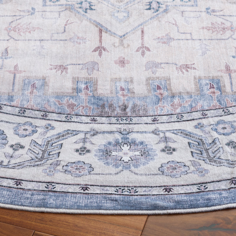 Arizona Performance Machine Washable Oriental Indoor Rug, Round 6'