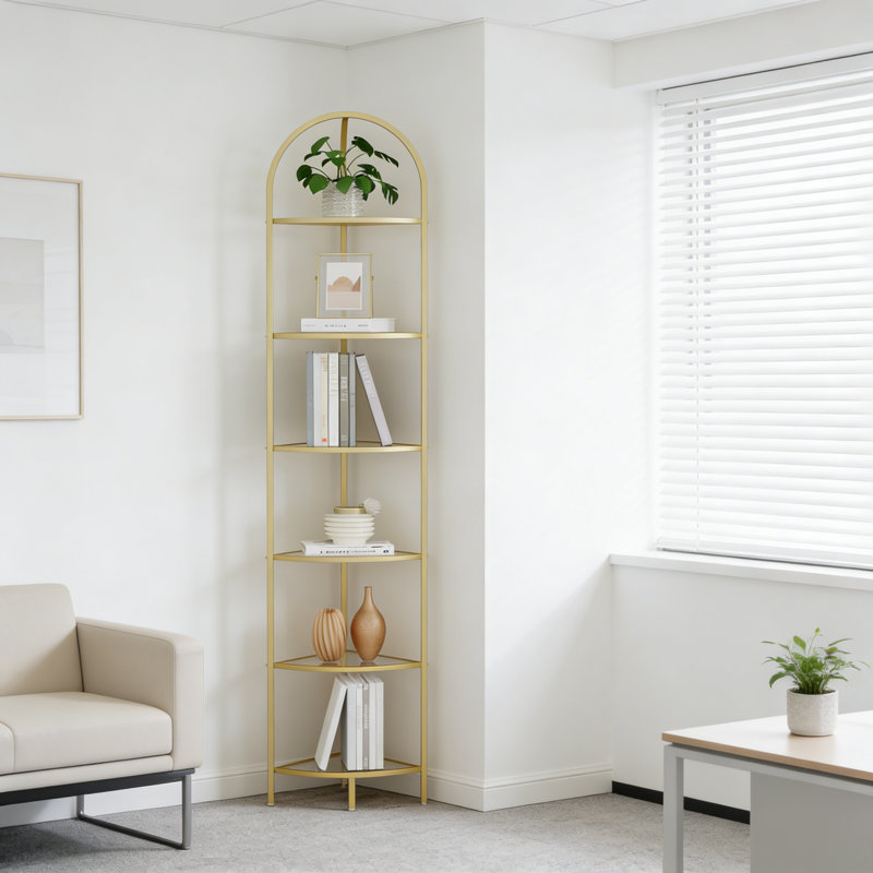 25.9cm W Corner Bookcase, (6 Shelves) 174.8cm. H x 25.9cm. W x 25.9cm. D