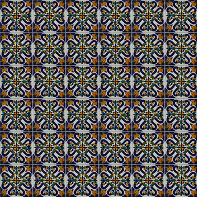 6" x 6" 4pcs TalaMex Ures Mexican Clay Tile Handmade Talavera Backsplash Mosaic