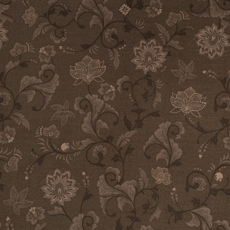 Brown Floral Print Twin Microfiber Sheet Set