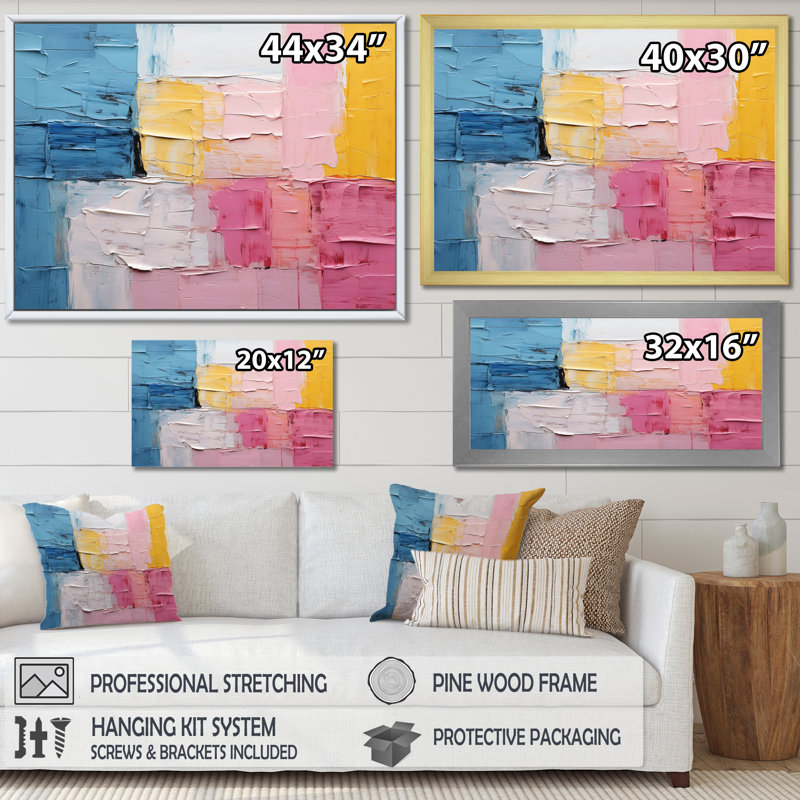 Patchwork abstrait II - impression, Cadre simple noir, H 16 po x l 32 po x P 1 po