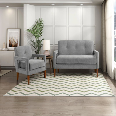 Modern Living Room Causeuse Grey Chenille Revêtement