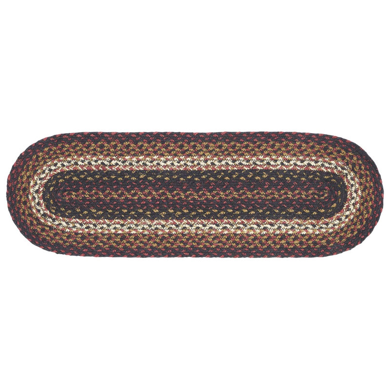 Tapis d'escalier rouge / noir / brun clair Zahid, Oval 8,5 po x 2 pi 3 po
