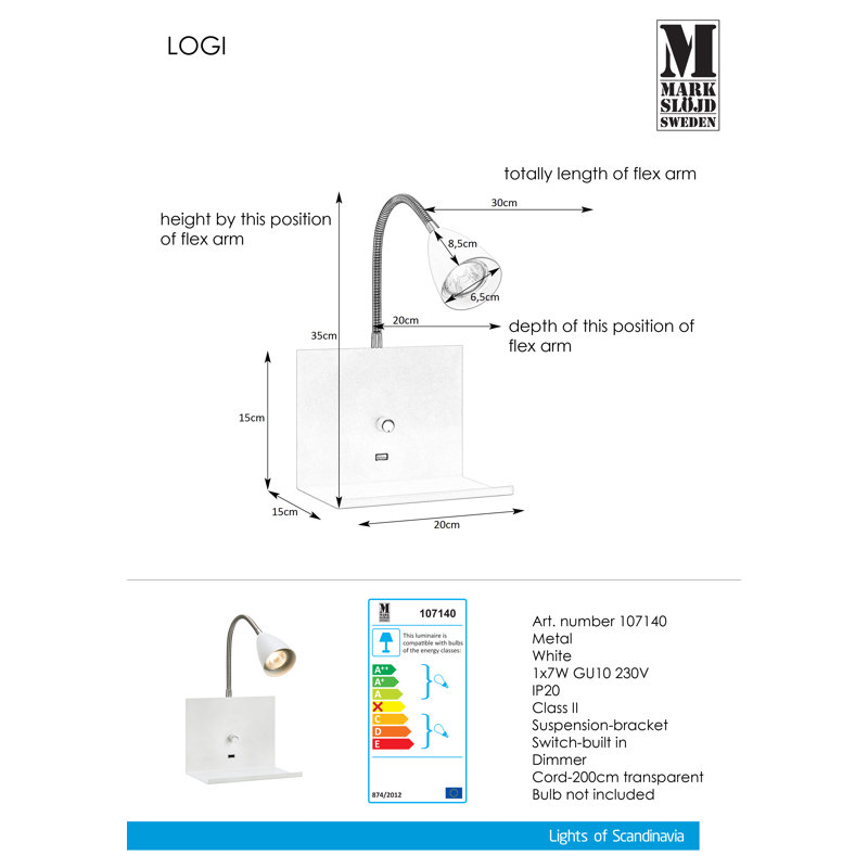 Daine Plug-in Spotlight, White