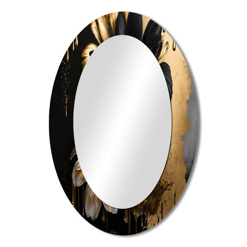 Miroir mural noir et doré Daisy II - noir, 36 po x 24 po