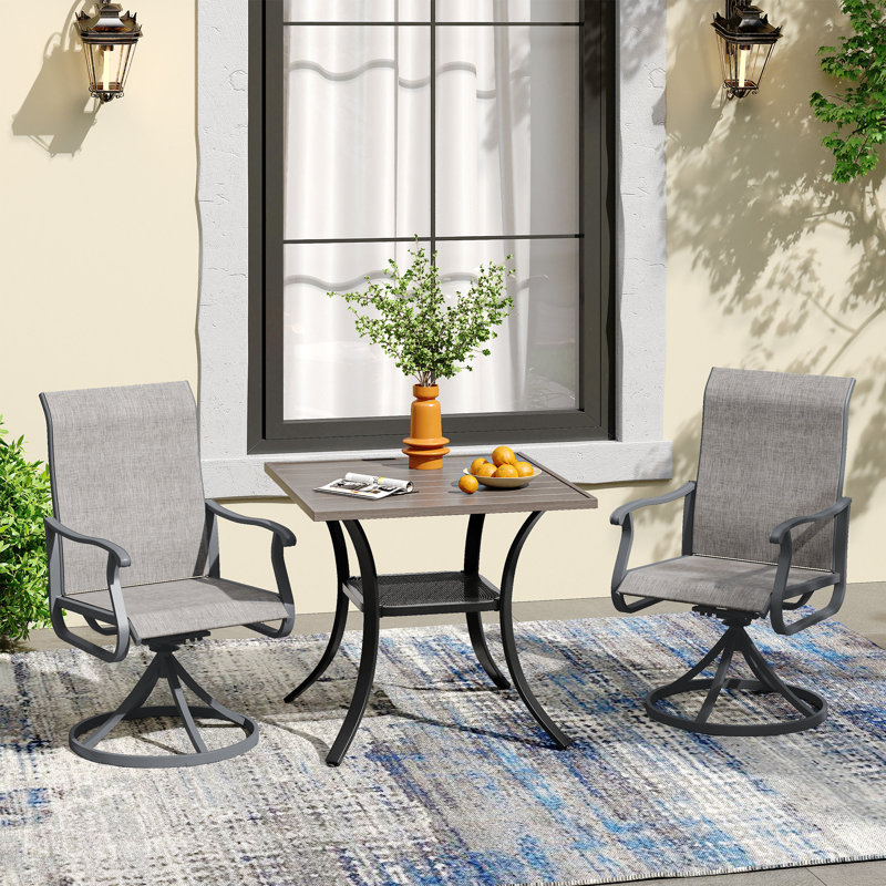 Patio Dining Set, Black/Beige/Gray