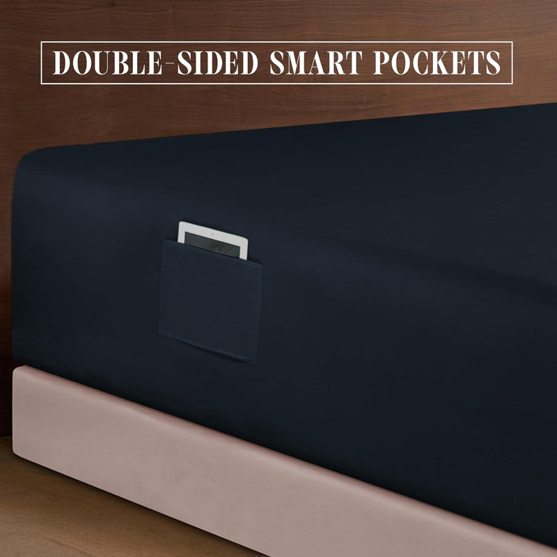 Ensemble de draps 4 pièces en microfibre de qualité hôtelière Elegant Comfort Luxury 1500, Black