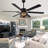 65" Black Industrial Large Ceiling Fan with Light Kit and Remote 6-speed Reversible Motor Metal Shade for Living Room 