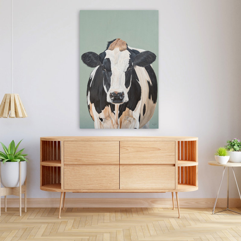 Art campagnard de la reine des vaches en noir et blanc, H 48 po x l 32 po