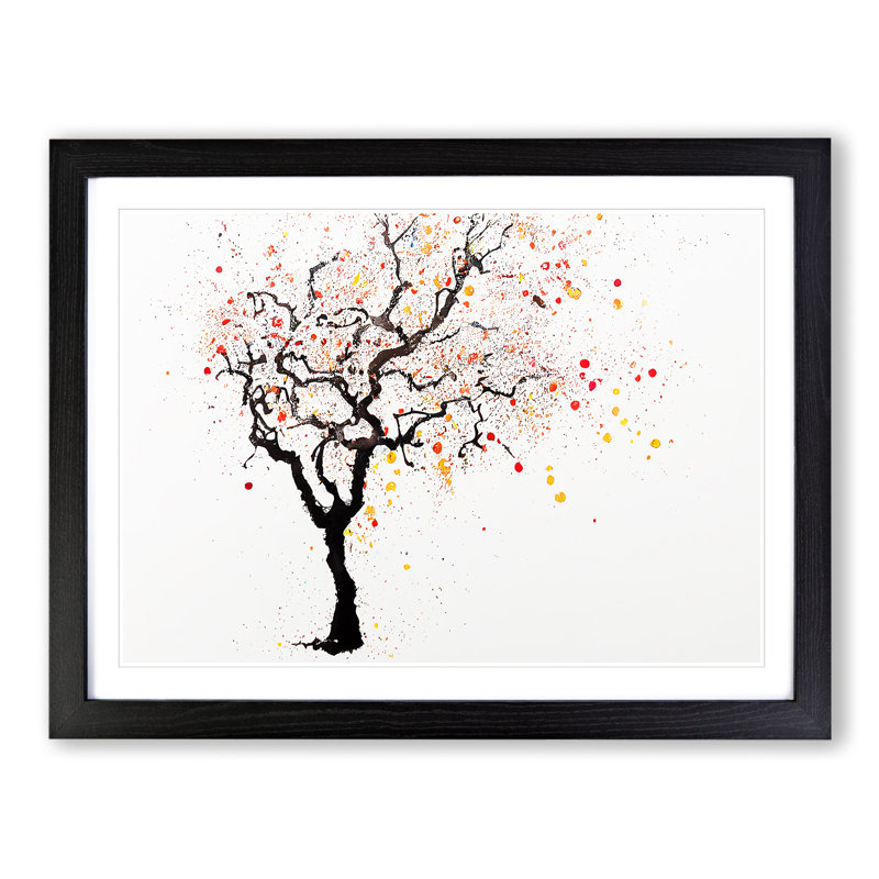 Gentle Tree Abstract - Single Picture Frame Print, Black Framed, 25cm H x 34cm W x 2cm D