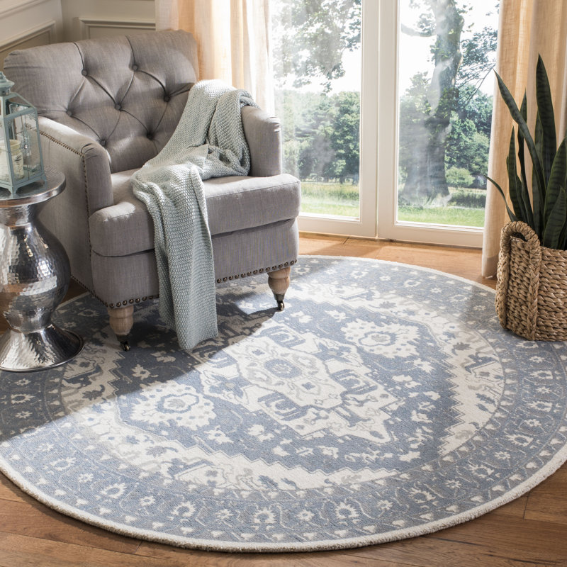 Trista Restoration Vintage Hand Tufted Wool And Viscose Oriental Rug, Round 6'